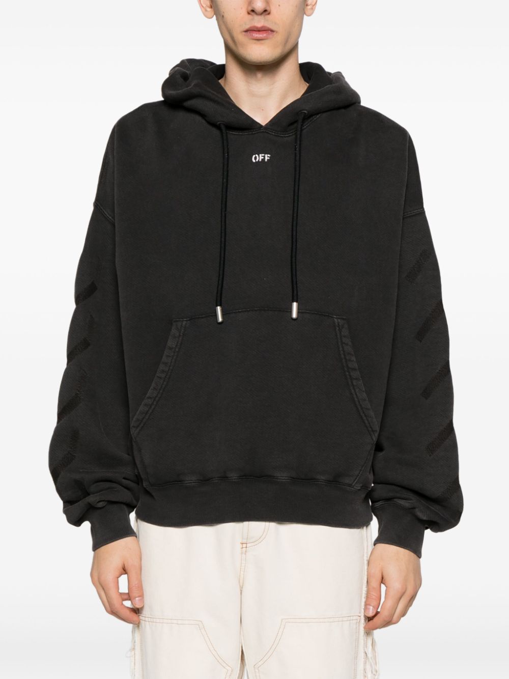 Off White Logo Cotton Hoodie