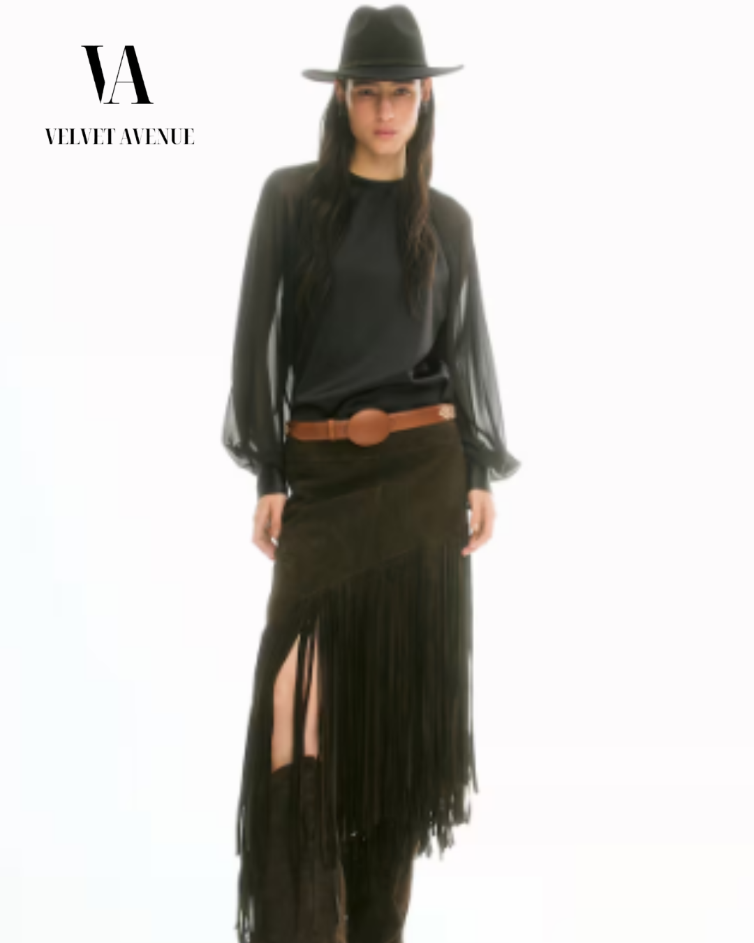 Suede Fringe Skirt