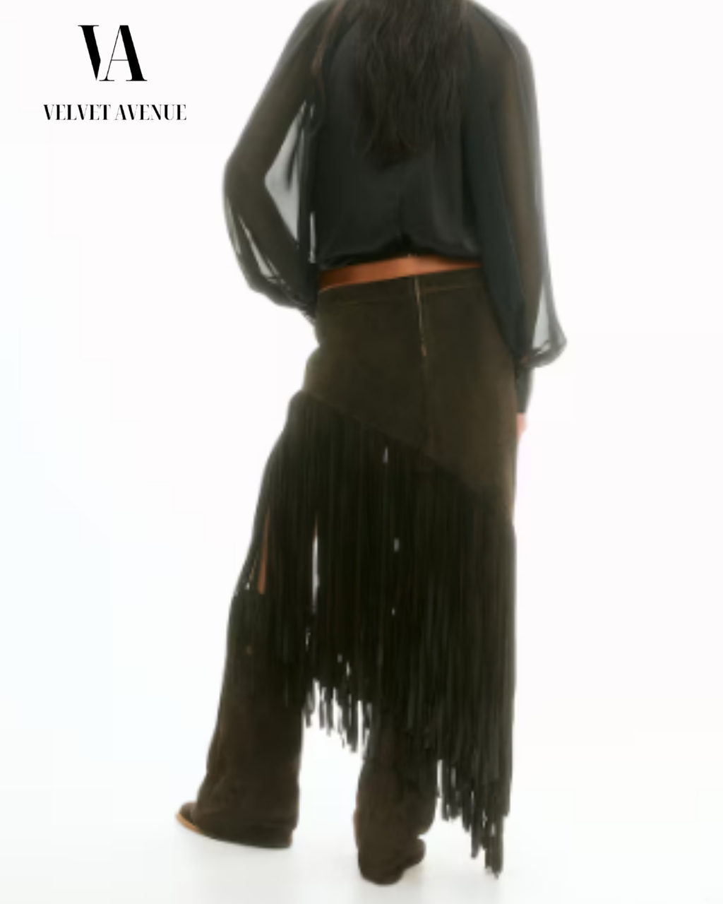 Suede Fringe Skirt