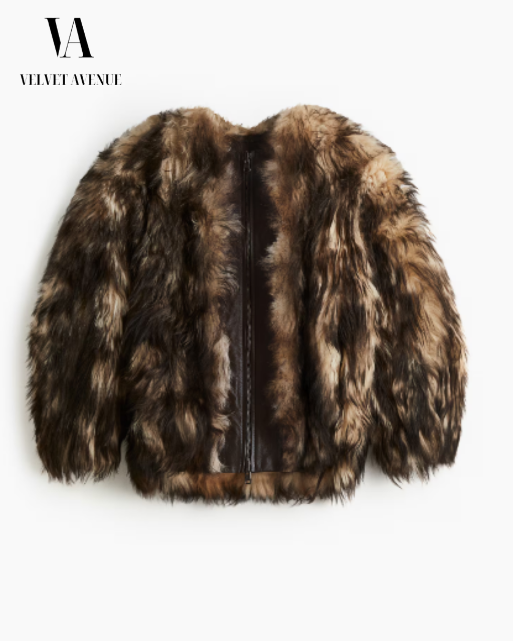 Dark Brown & Beige Faux Fur Jacket