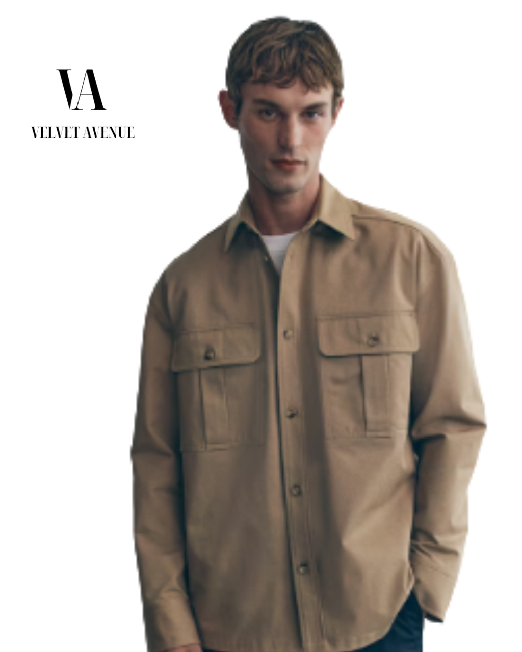 Beige Utility Overshirt – Minimal Tailored Jacket