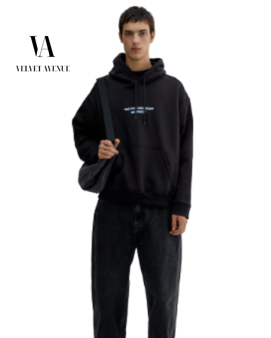 Printed Hoodie – Black