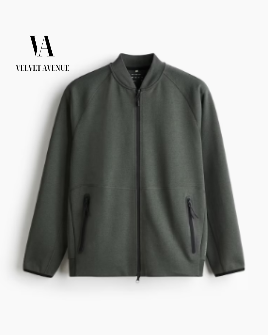 Dark Dusty Green Zip-Up Bomber Jacket