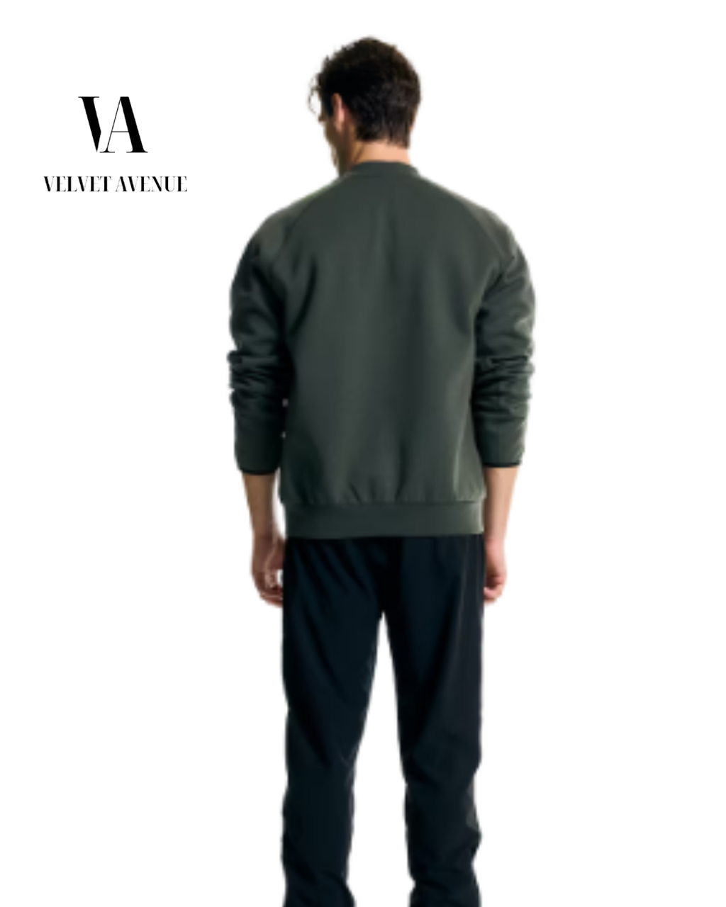 Dark Dusty Green Zip-Up Bomber Jacket