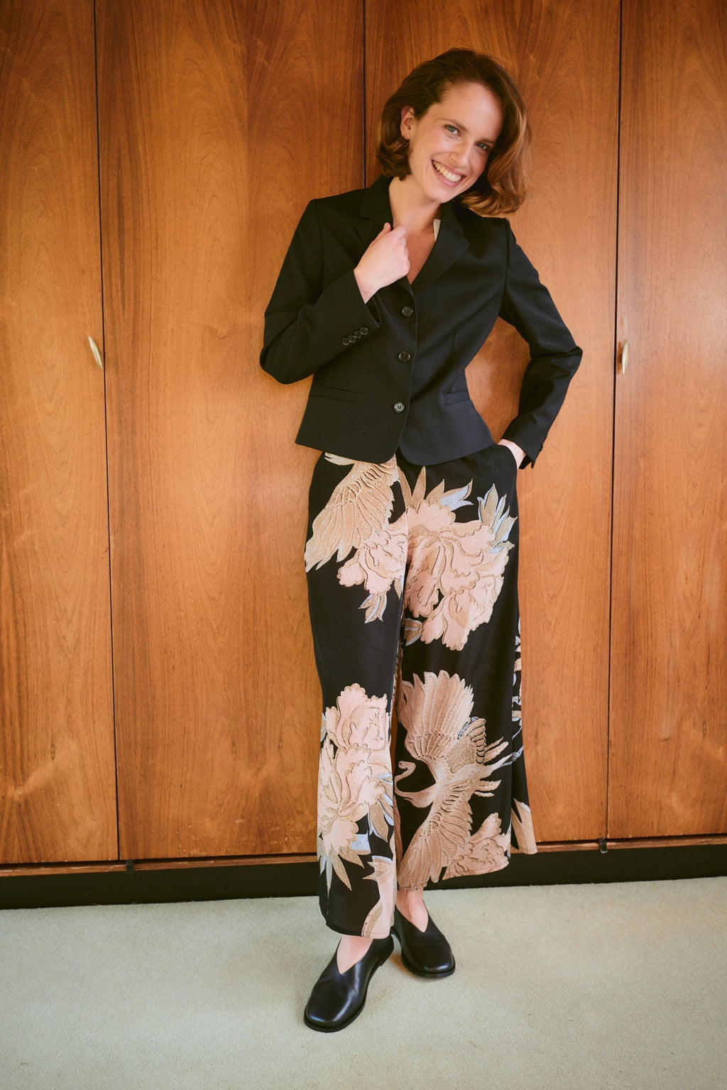 Crane Black Crepe Palazzo Pants