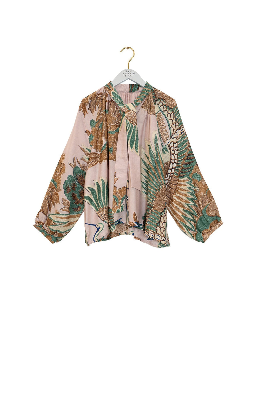 Crane Plaster Pink PussyBow Blouse