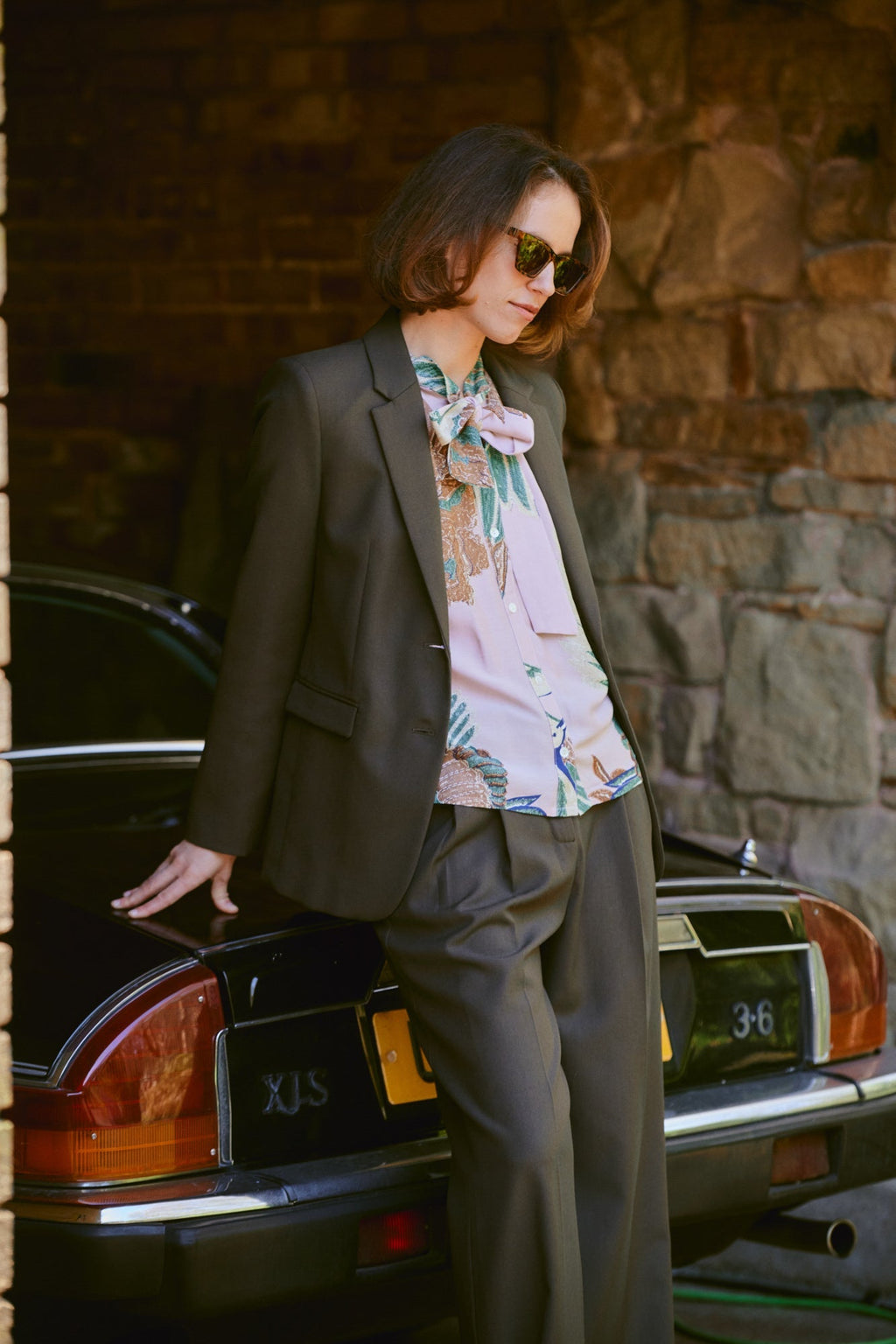 Crane Plaster Pink PussyBow Blouse