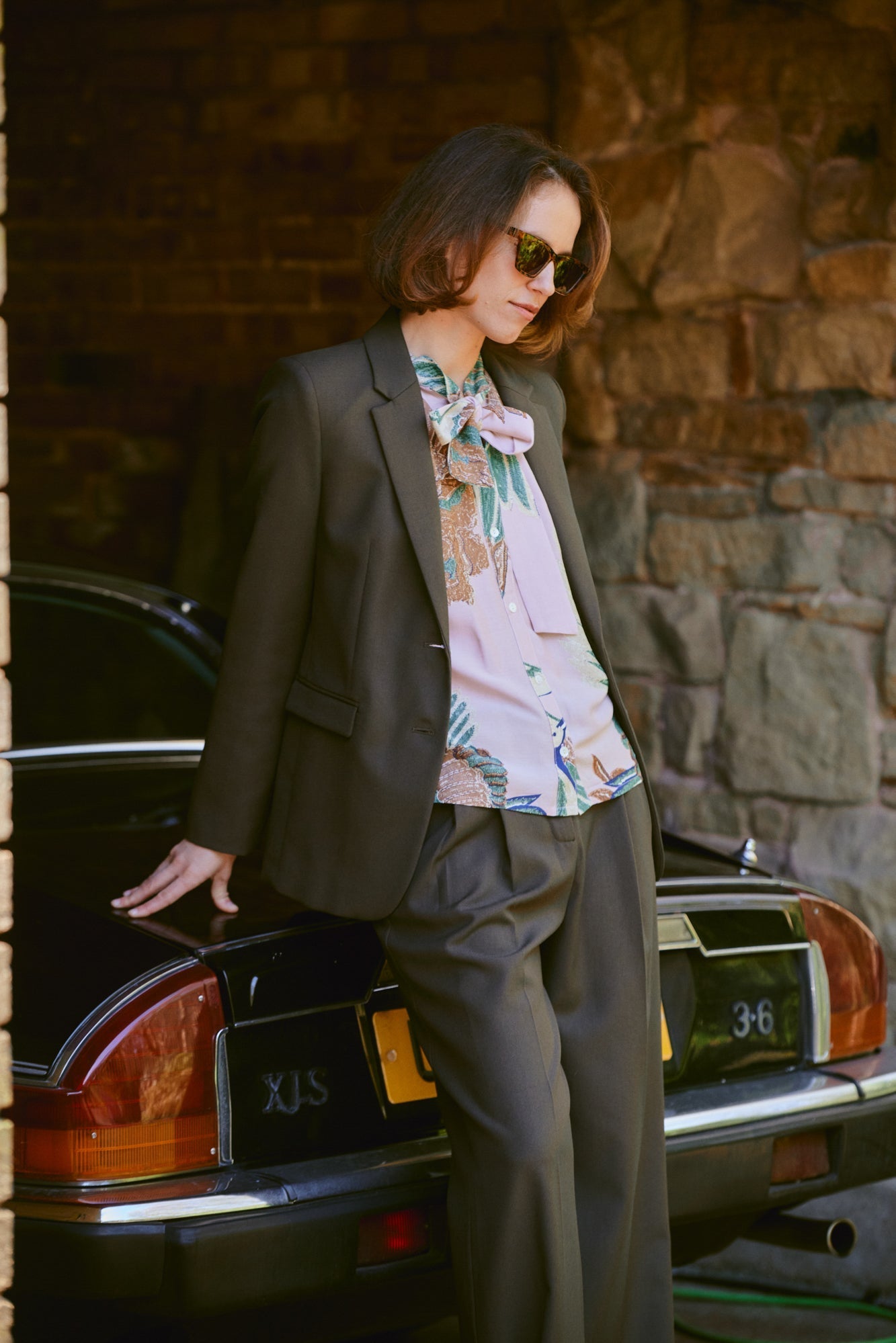 Crane Plaster Pink PussyBow Blouse