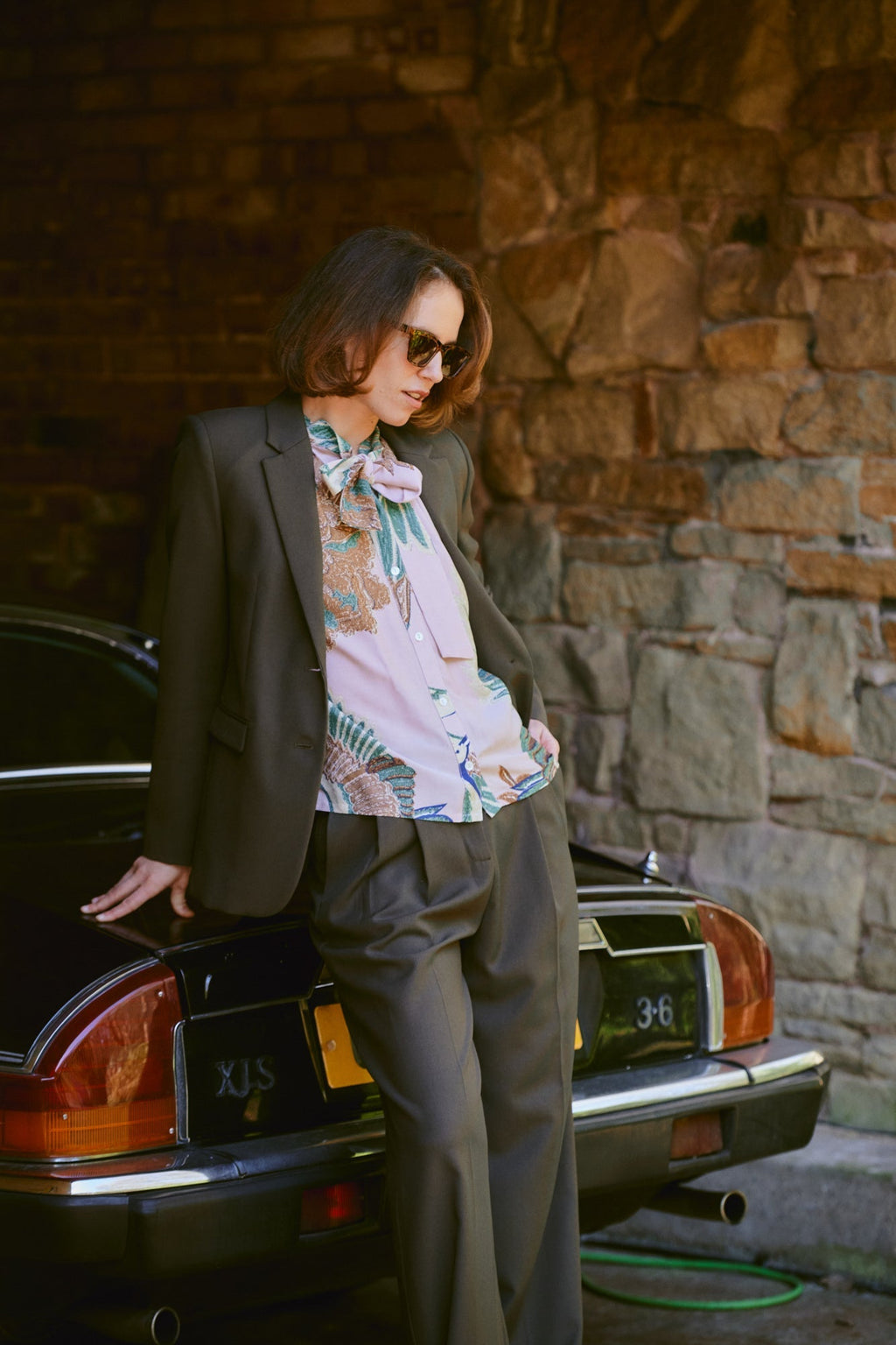 Crane Plaster Pink PussyBow Blouse