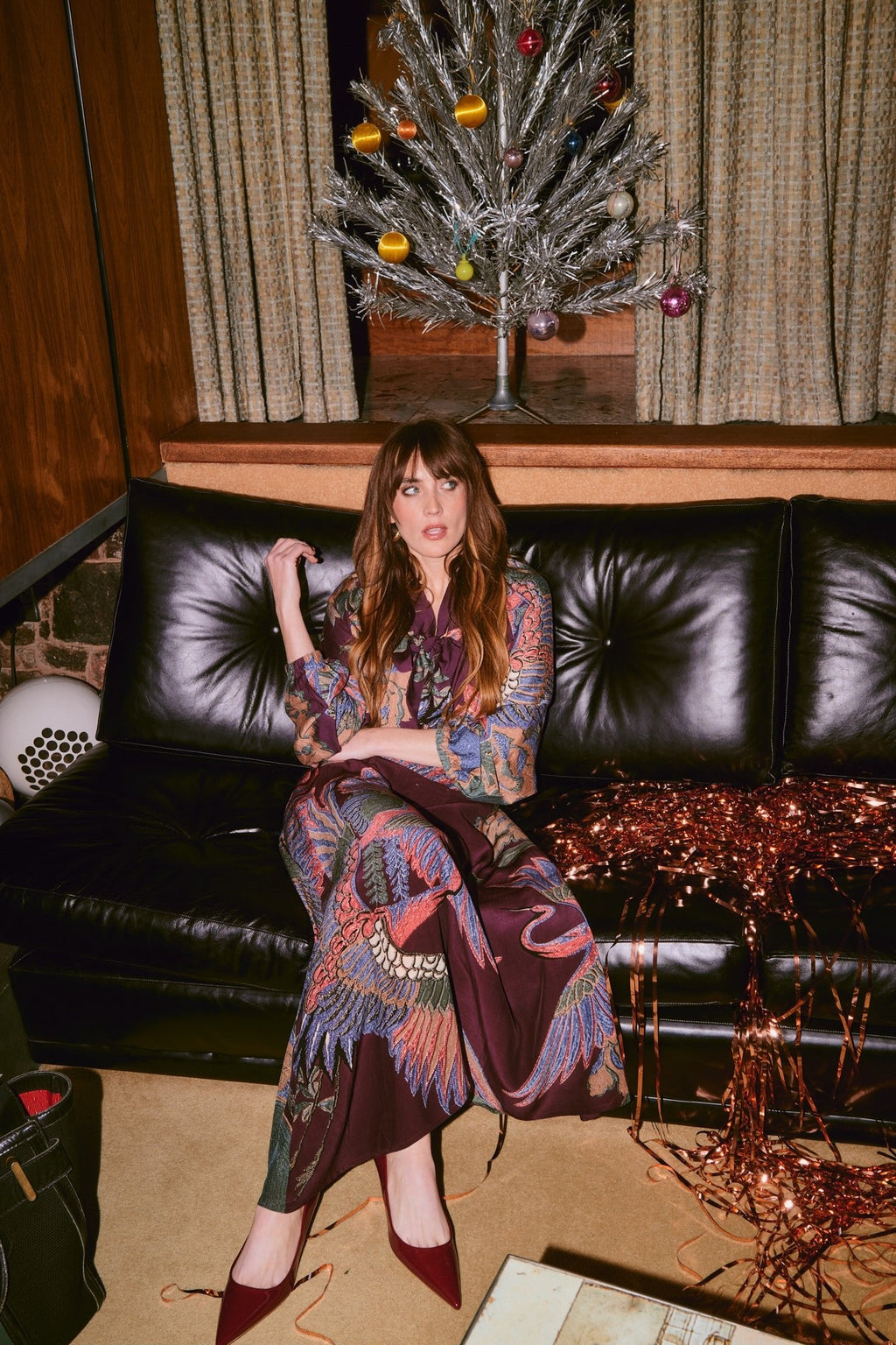 Crane Plum PussyBow Blouse