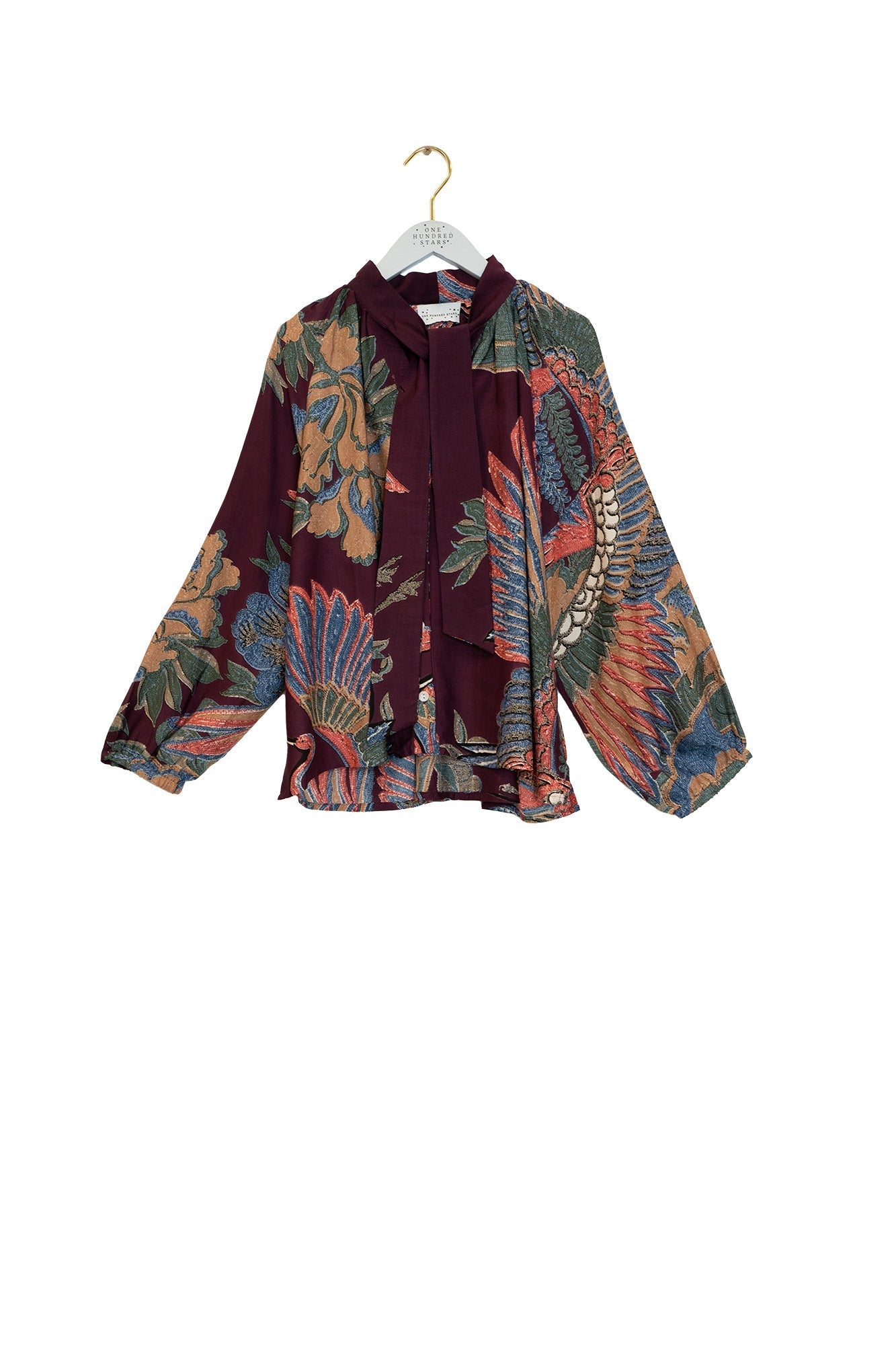 Crane Plum PussyBow Blouse