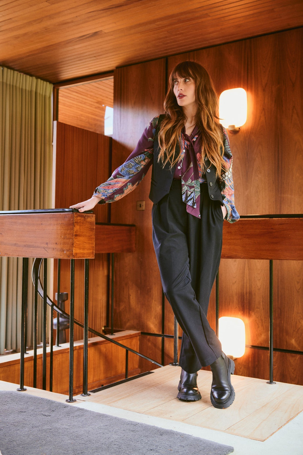 Crane Plum PussyBow Blouse