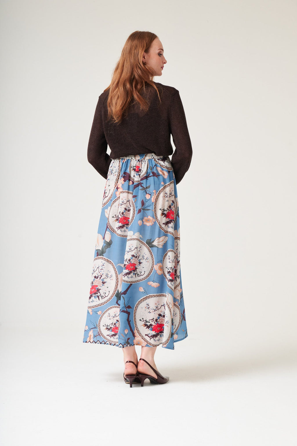 Magnolia Plates Blue A-line Maxi Skirt