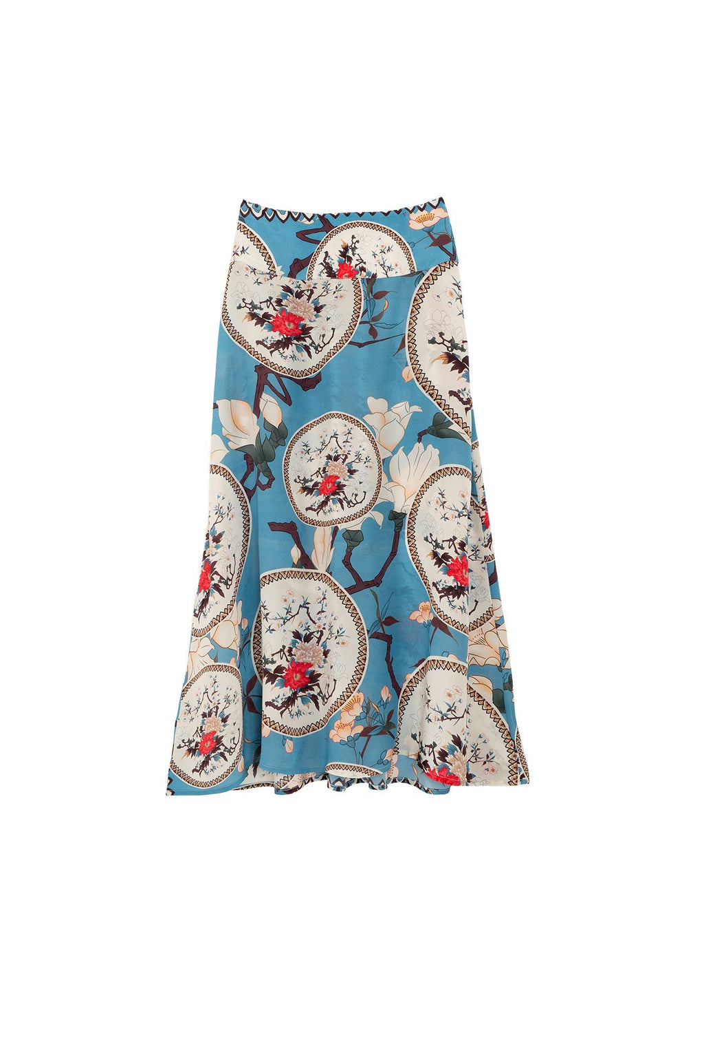 Magnolia Plates Blue A-line Maxi Skirt