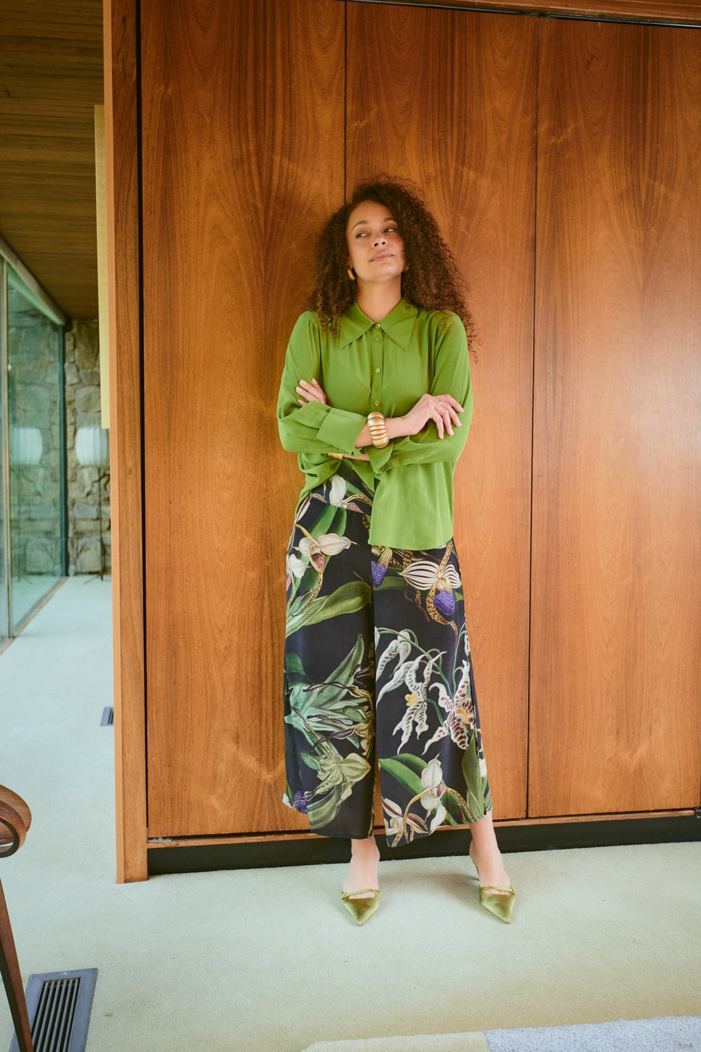 Orchid Black Crepe Palazzo Pants