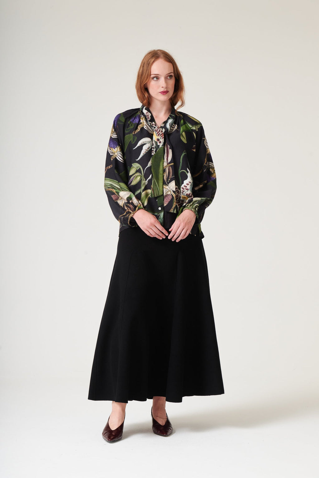 Orchid Black PussyBow Blouse