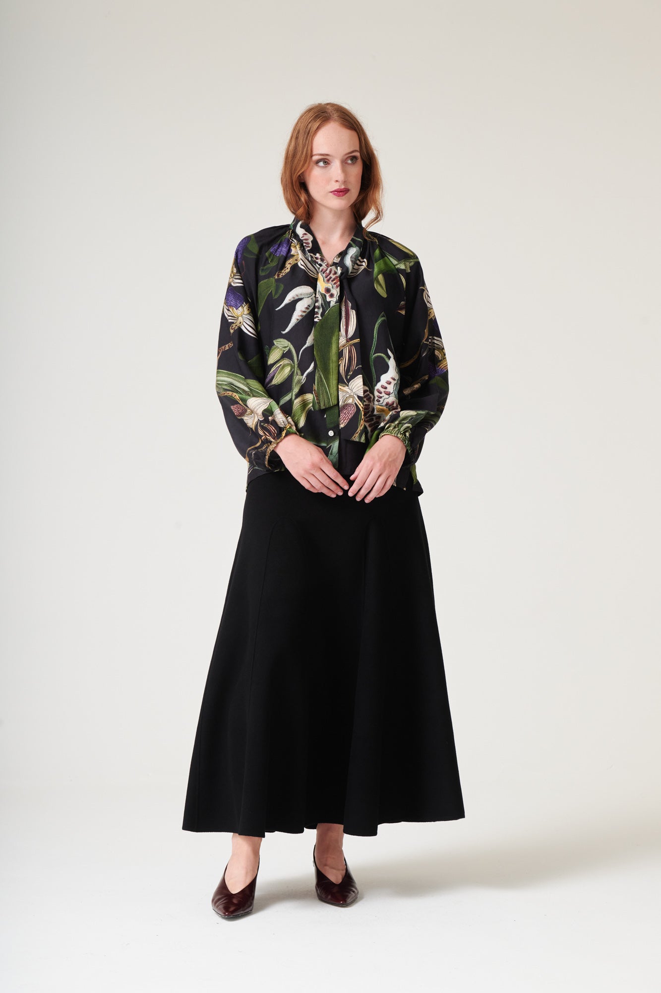 Orchid Black PussyBow Blouse