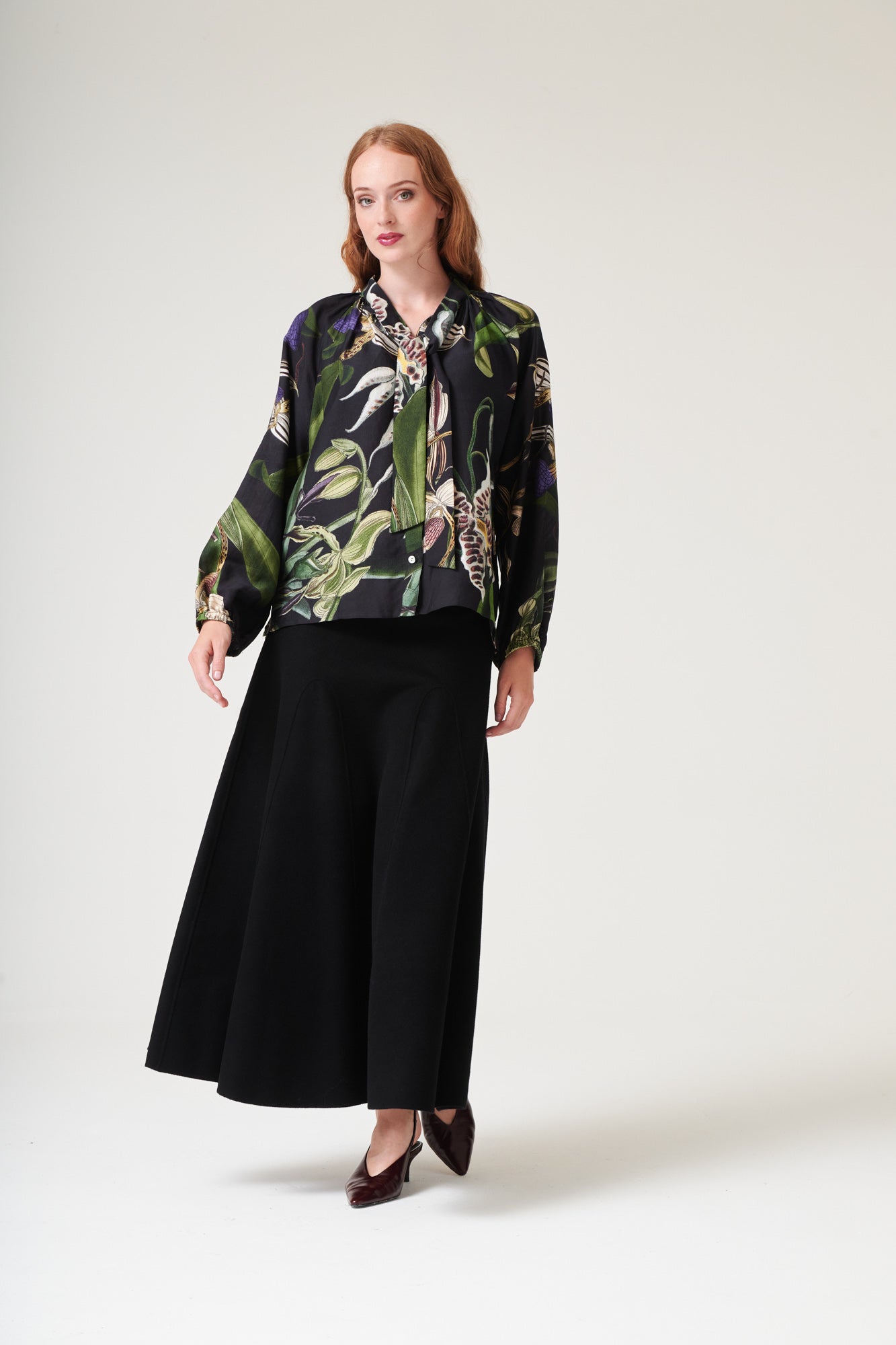 Orchid Black PussyBow Blouse