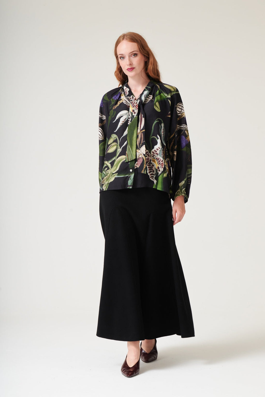 Orchid Black PussyBow Blouse