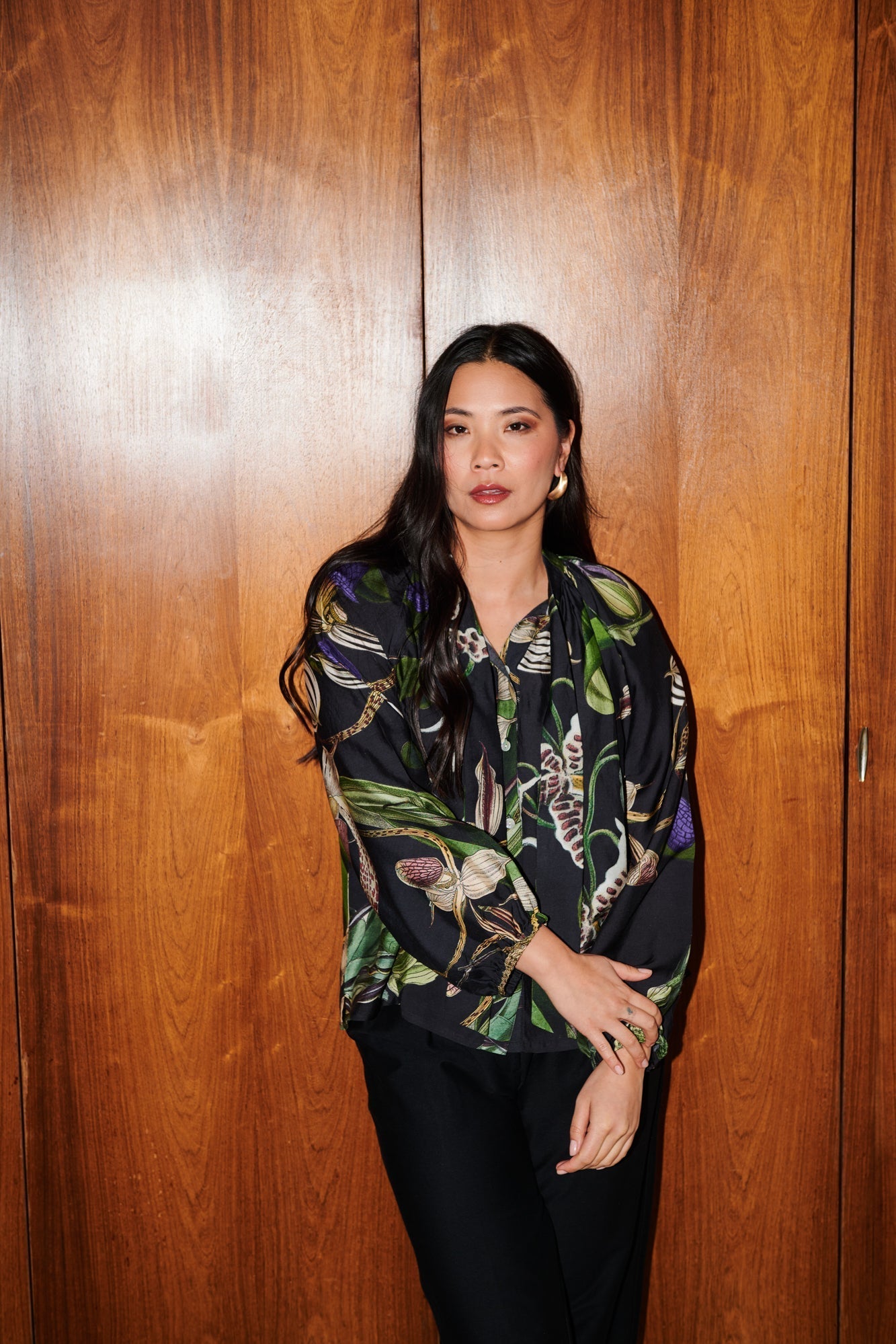 Orchid Black PussyBow Blouse