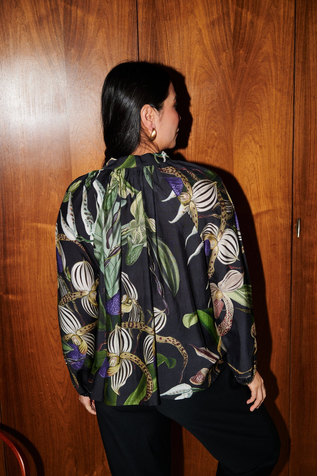 Orchid Black PussyBow Blouse