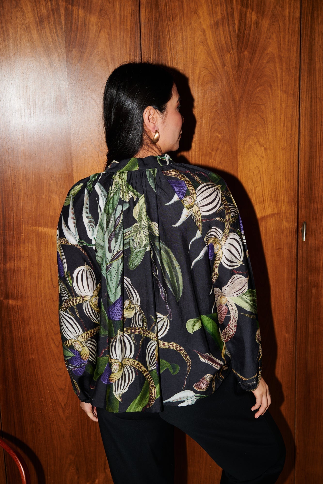 Orchid Black PussyBow Blouse