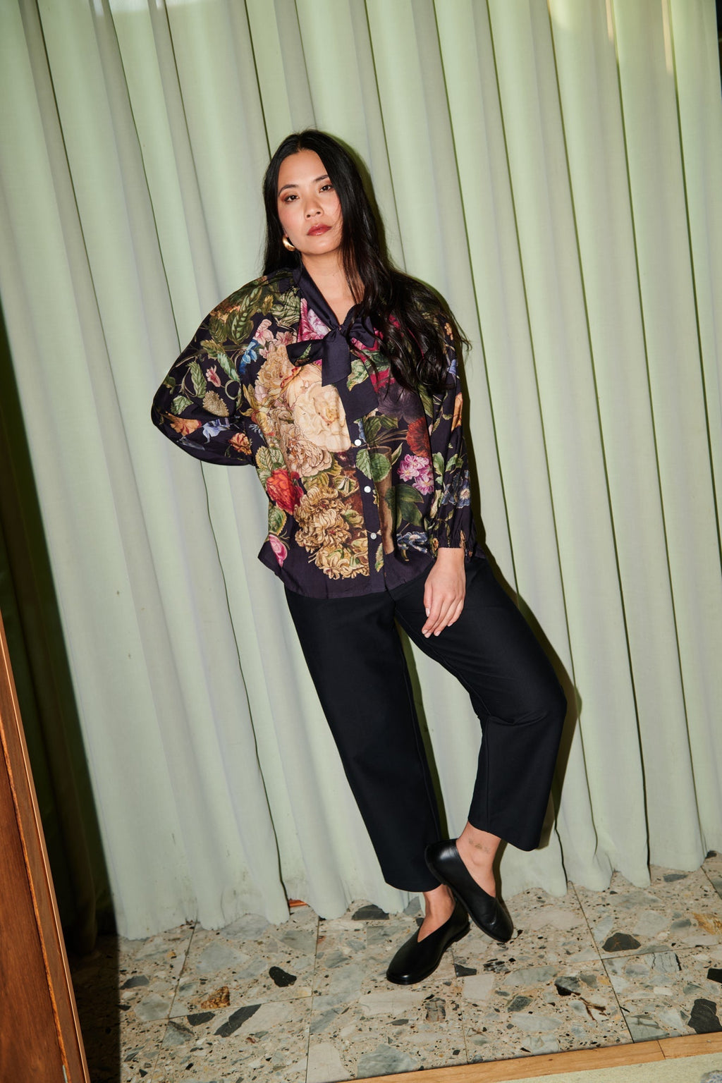 Primula Black PussyBow Blouse