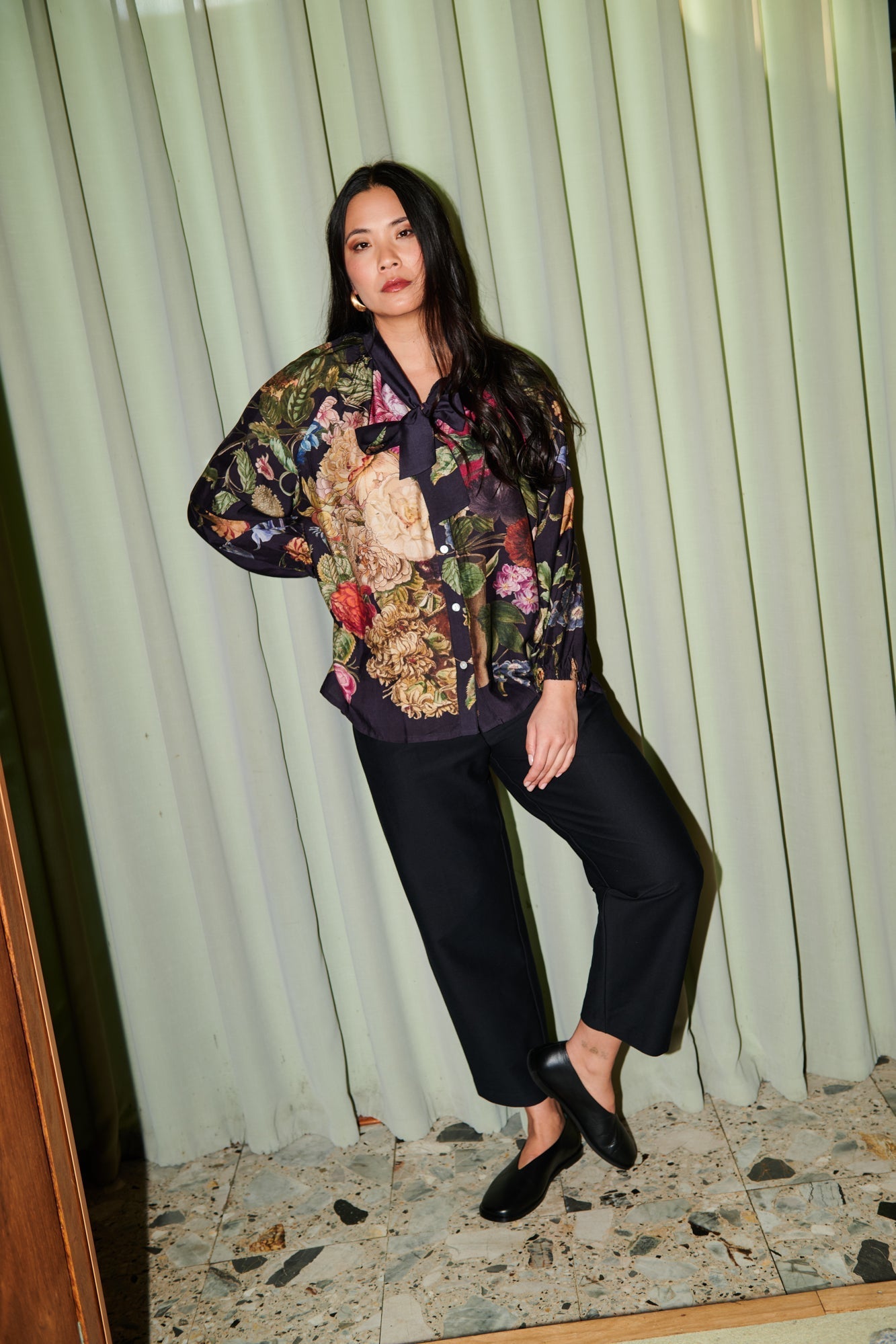 Primula Black PussyBow Blouse