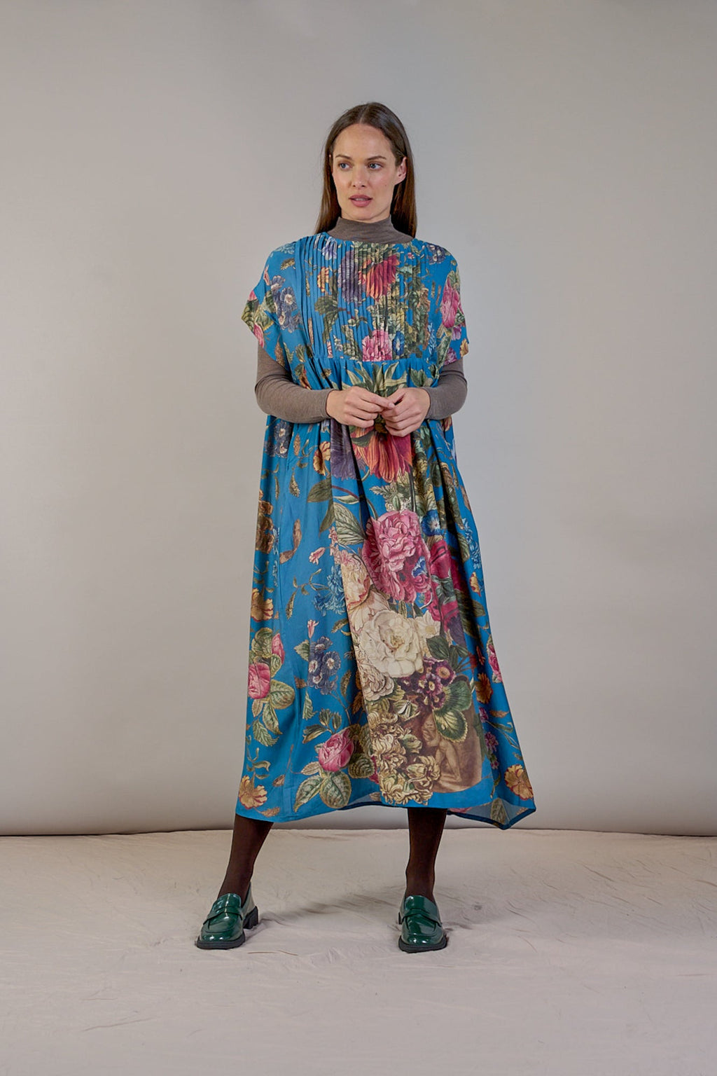 Primula Teal Pleat Dress