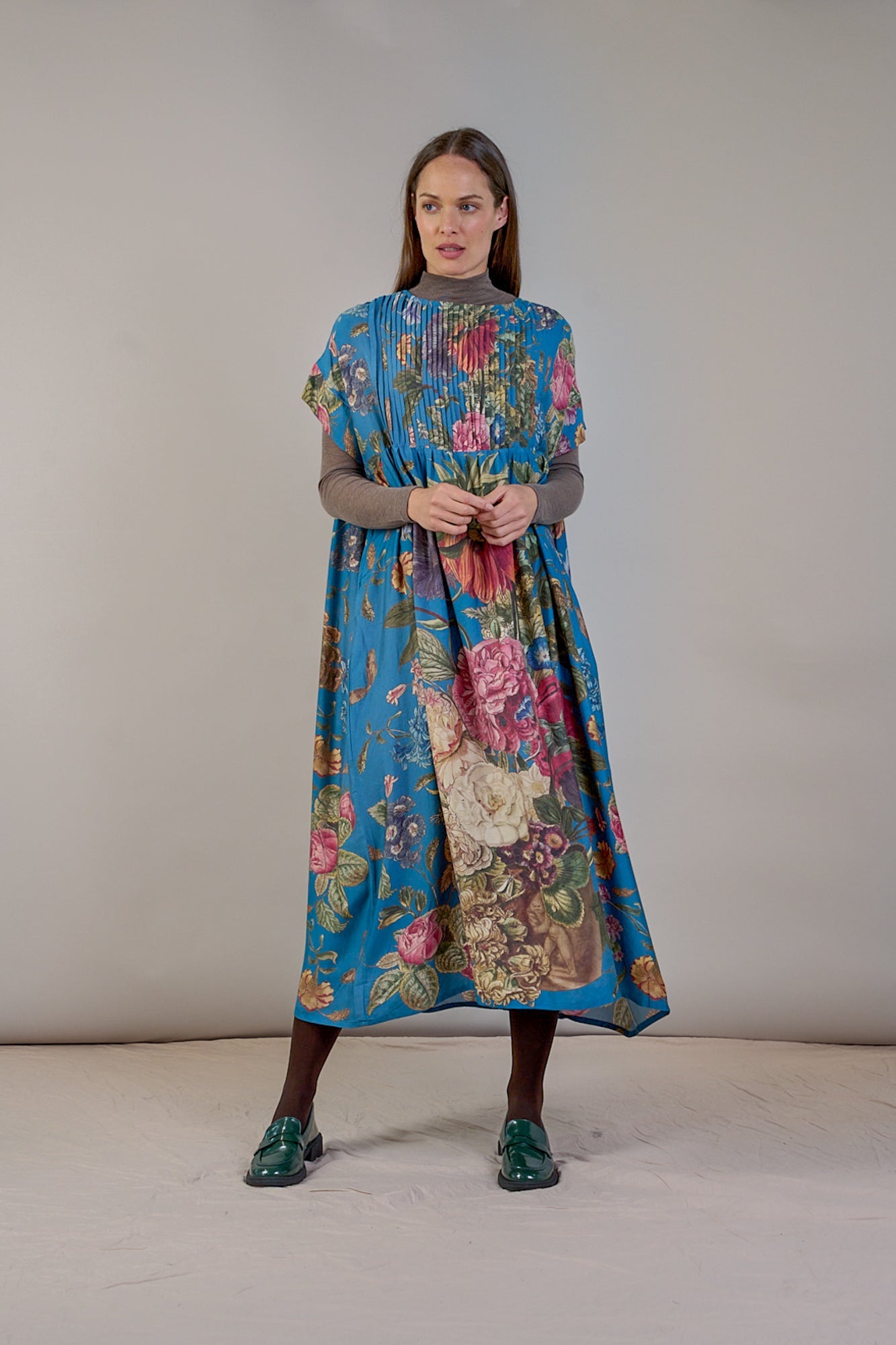 Primula Teal Pleat Dress