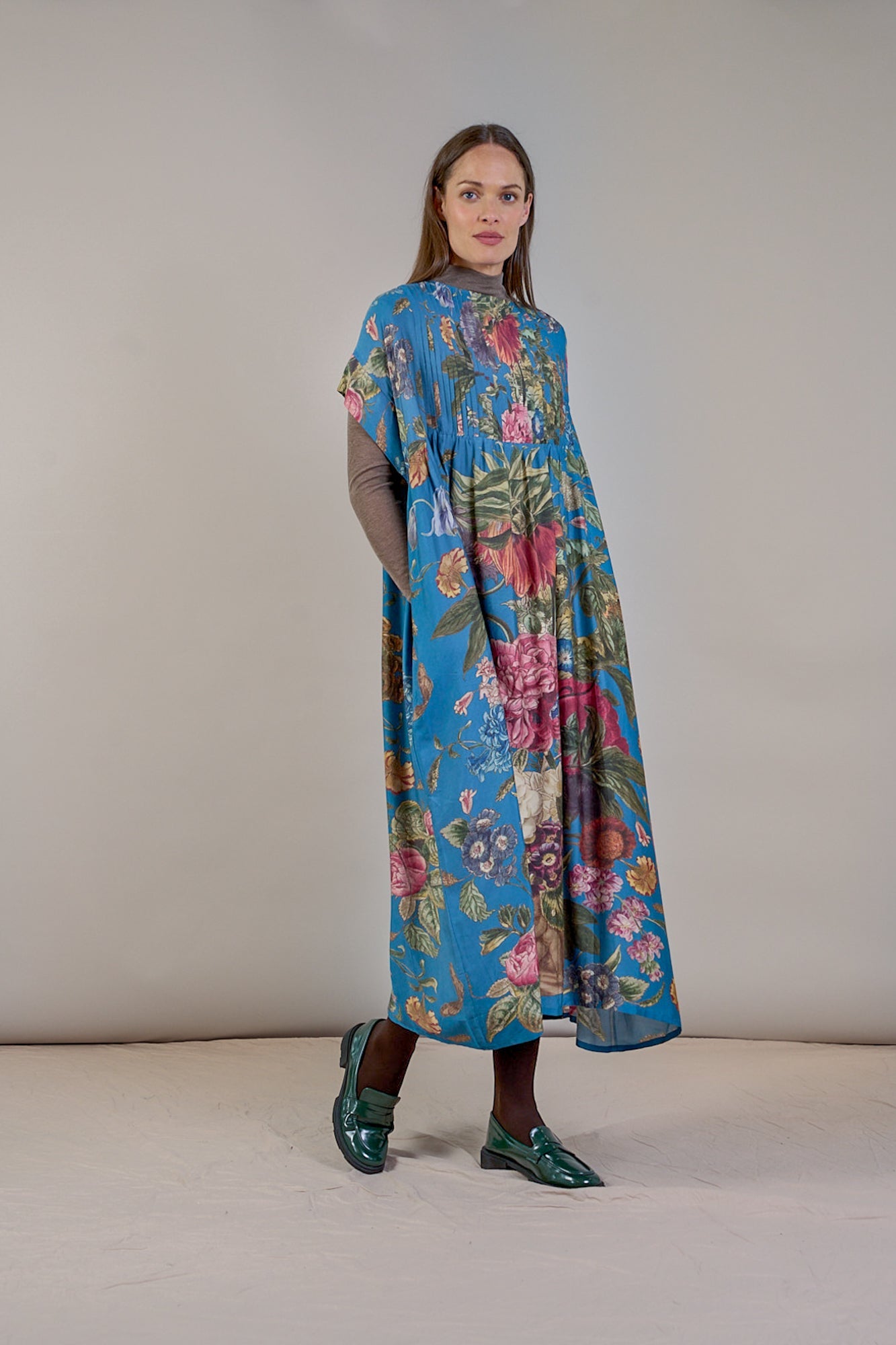 Primula Teal Pleat Dress