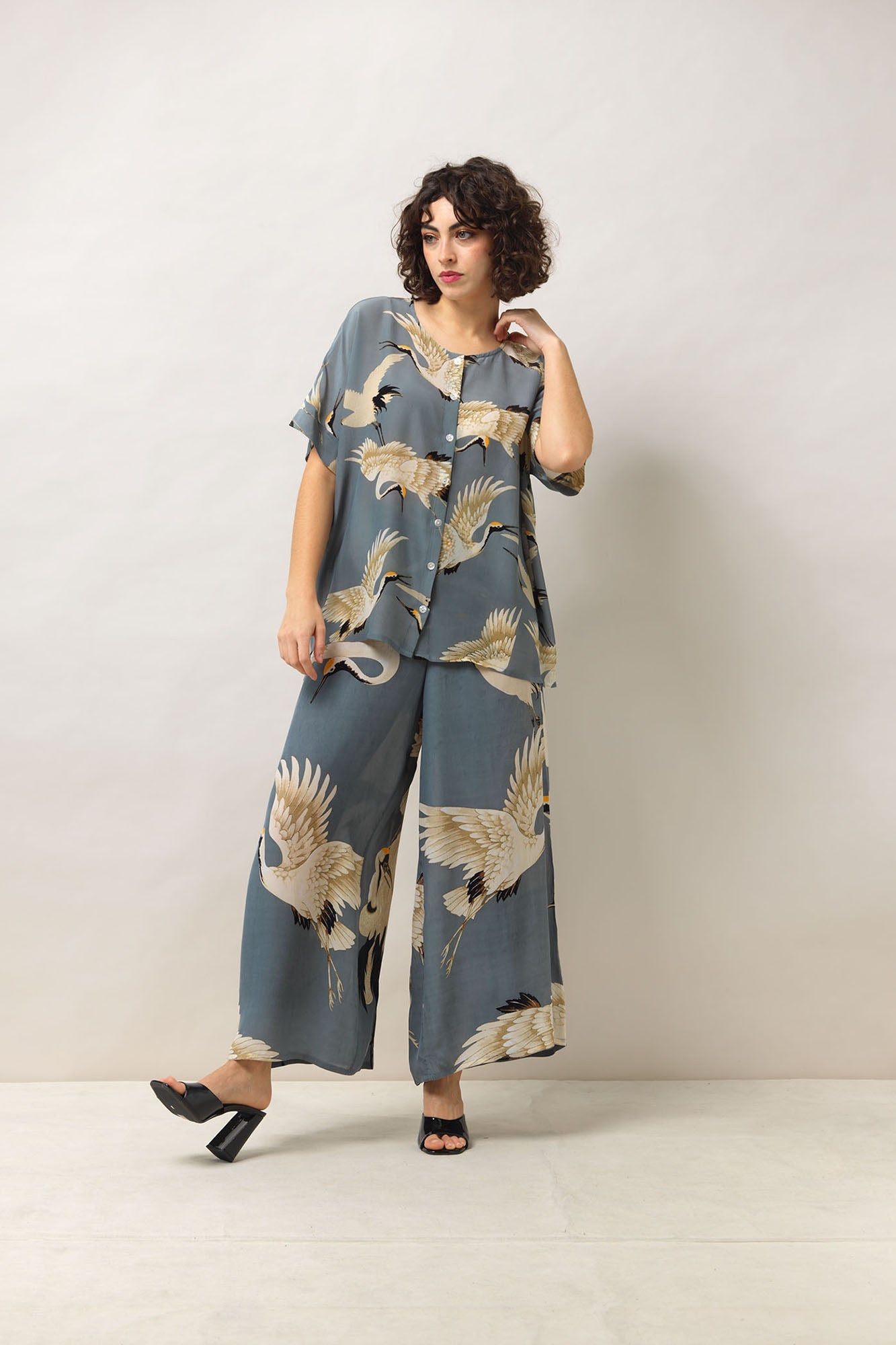 Stork Slate Crepe Palazzo Pant