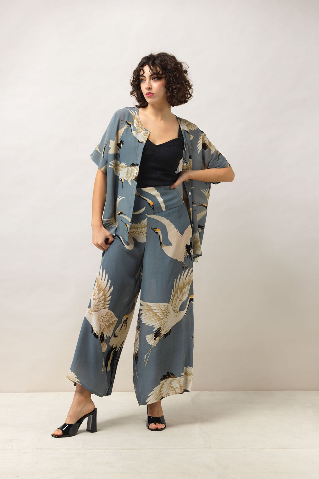 Stork Slate Crepe Palazzo Pant