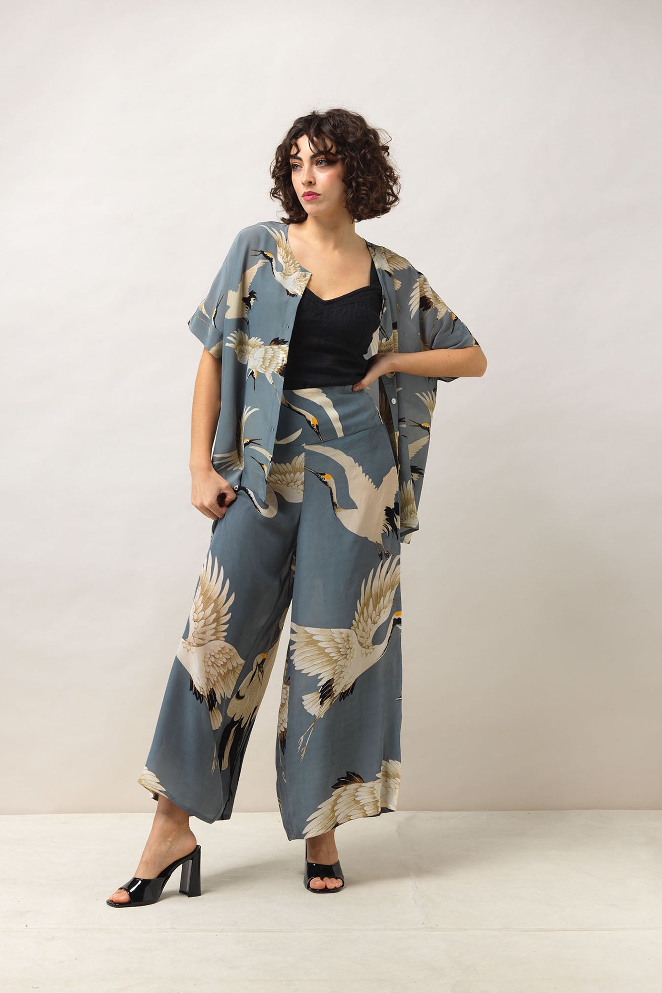 Stork Slate Crepe Palazzo Pant