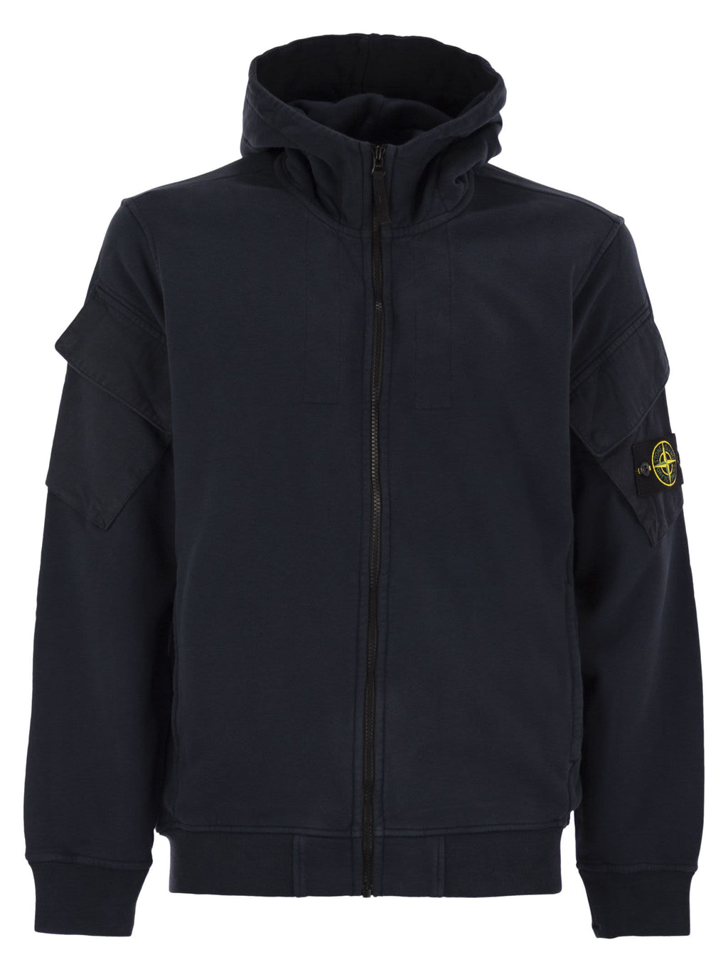 Stone Island Hoodie With Zip And Sleeve Pockets