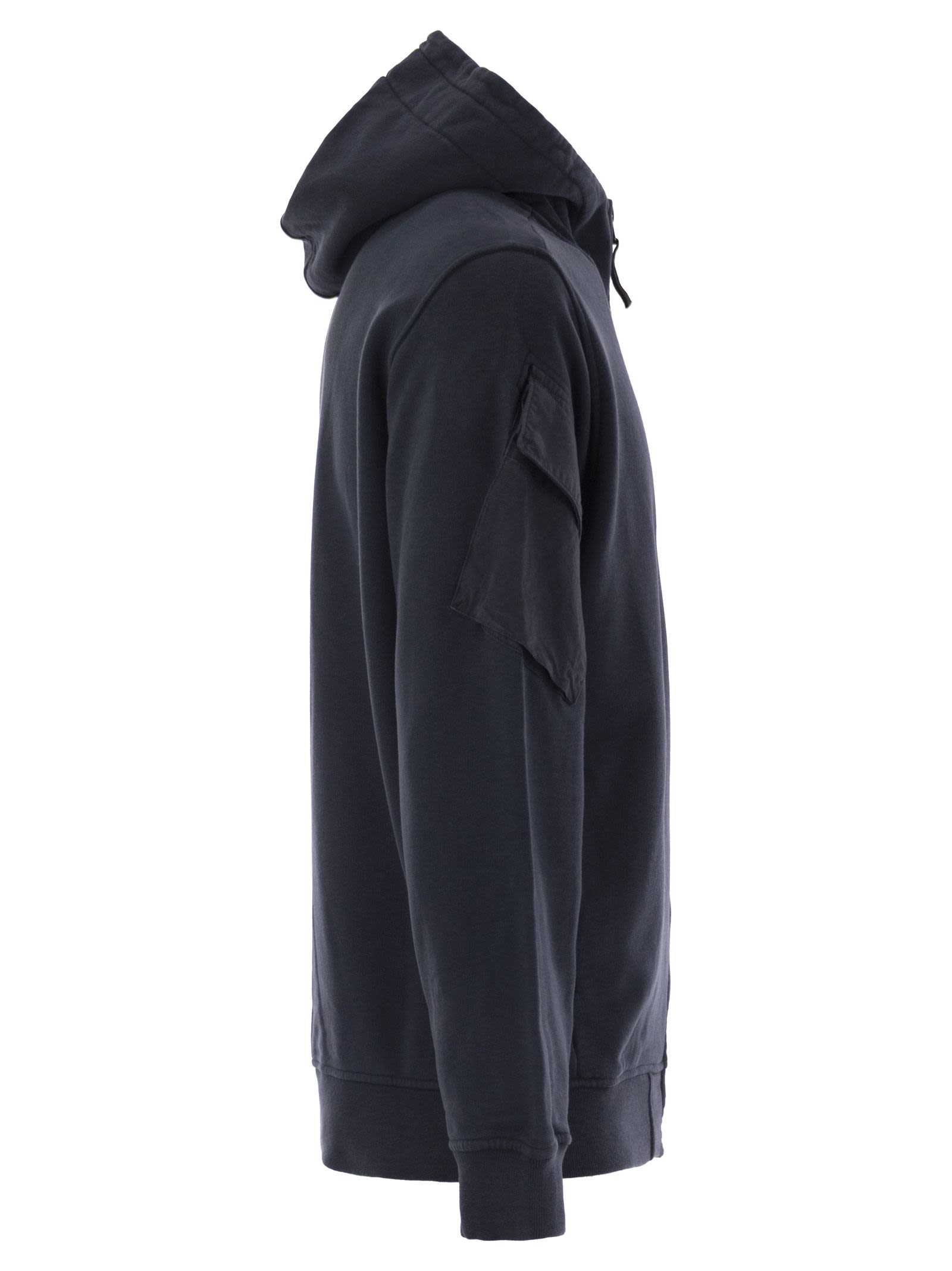 Stone Island Hoodie With Zip And Sleeve Pockets